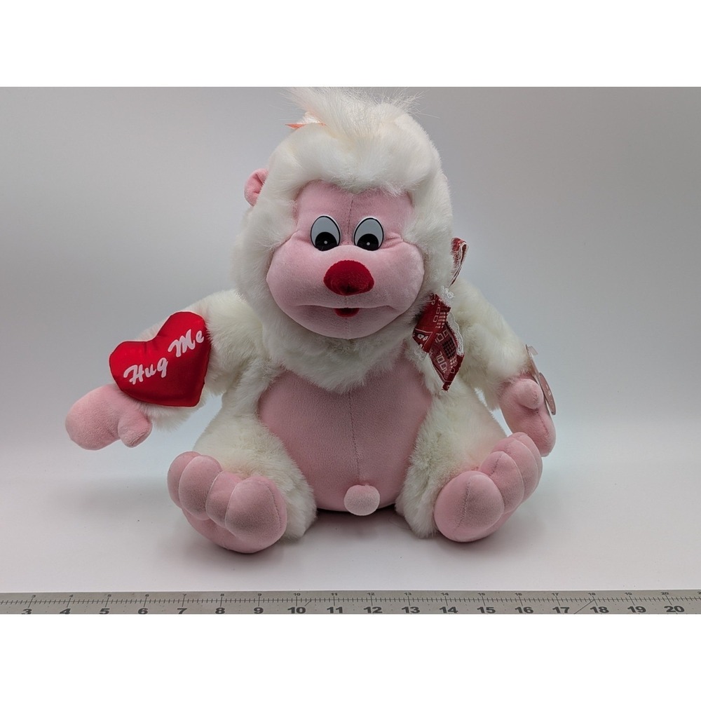 Fordlet White Pink Monkey Ape Plush 13 Inch Rite Aid Stuffed Animal Toy